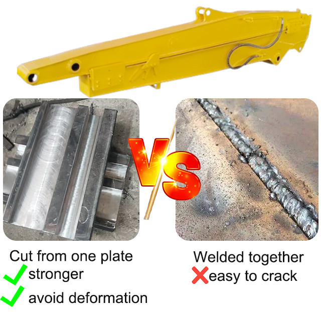 Telescopic Boom for Excavator with Standard Bucket Hitachi Komatsu Yellow Red