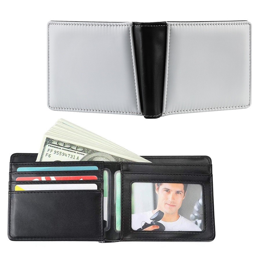 Personalized Blank Sublimation Leather Open-Top Compact Wallet With Multiple Card Slots For Men