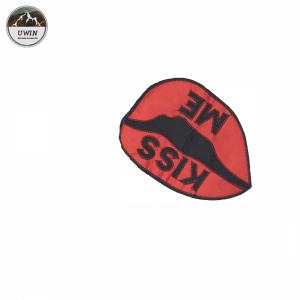 Quality Applique Sequin Iron On Uniform Patches , Red Lip Iron On Embroidered Badges wholesale