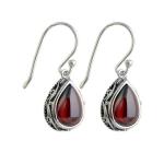 Sterling Silver Pear Shape Garnet Dangle Drop Earrings(E12282GREEN)