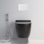 Sleek And Seamless Skirted Elongated Toilet Wall Mount Water Closet
