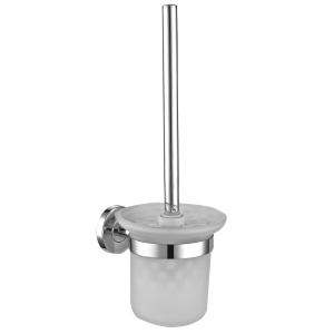 Quality Bathroom Toilet Brush Holders Polished Finish Circular Wall Mounted Glass wholesale