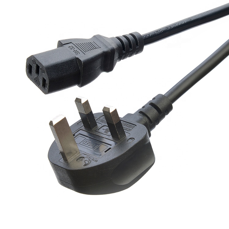 Network SDK UK BS Standard C5 C19 Connector 3 Pin Line Lead Strip Wire Power Cord 3 Prong Ac Cord Supply IEC Cable Black