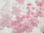 Polyester 3D flower embroidered Lace fabric with bead for women garments