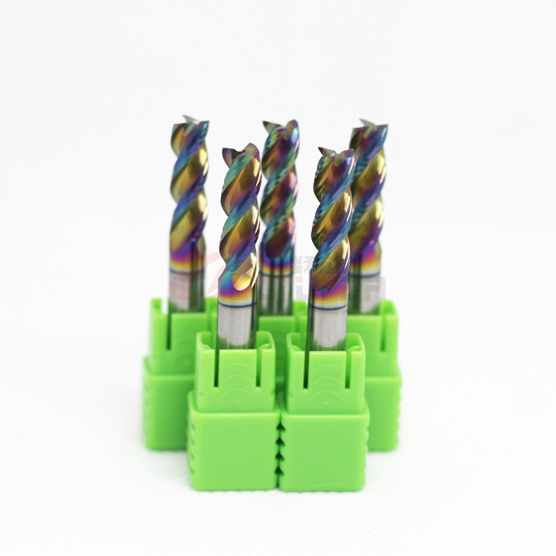 6mm 1/4" 3/8" Milling Aluminum End Mill For 7075 Aluminum 3 Flute DLC Coating