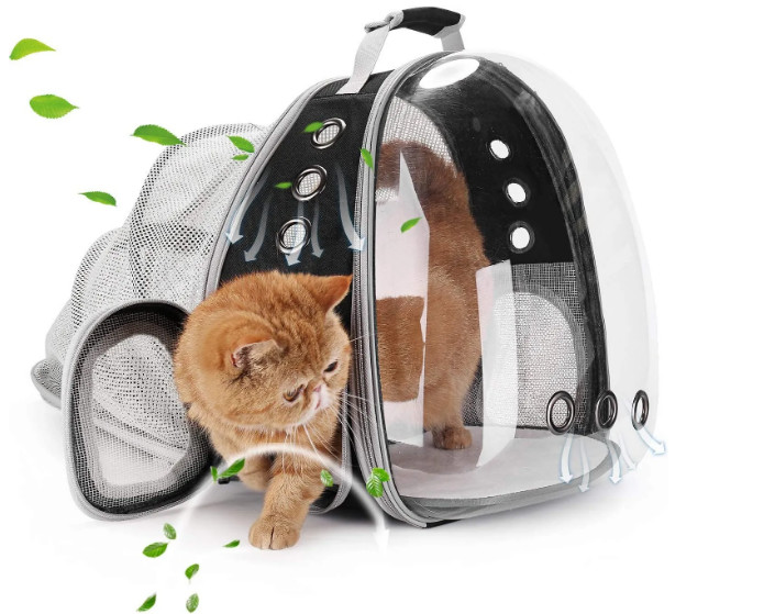 Cat Pet Carrier Backpack Transport Bag Lock Safety Zippers Portable Breathable