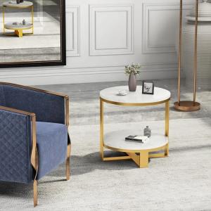 Quality Italian Minimalist Stainless Steel Marble Circular Sofa Edge Table wholesale