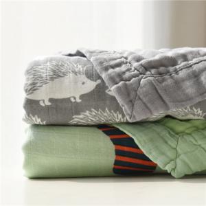Quality Easy Clean Soft Muslin Stroller Blanket Breathable Skin Friendly Eco Printing wholesale