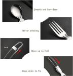 Stainless Steel Folding Knife Spoon Fork, Camping Utensils Set Foldable Travel
