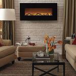 60'' 1520mm Luxury Surface Mount Electric Wall Heaters Log Flame Effect