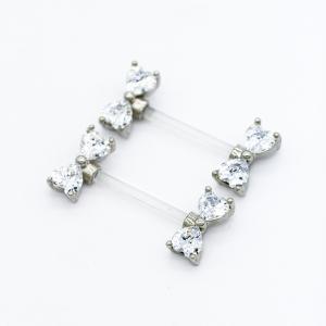 Quality Clear Acrylic Bar Silver Nipple Piercing Jewelry Heart Zircon 14G 1.6mm wholesale