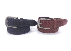 Quality OEM Pin Buckle 130cm Genuine Braided Leather Belts wholesale