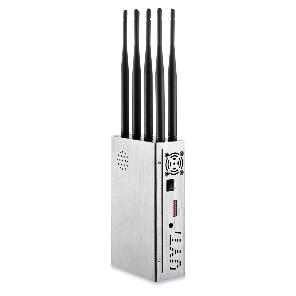 Portable 8 antennas mobile phone signal jammer blocks 2G 3G 4G 5G WIFI signals with bigger hot sink & battery