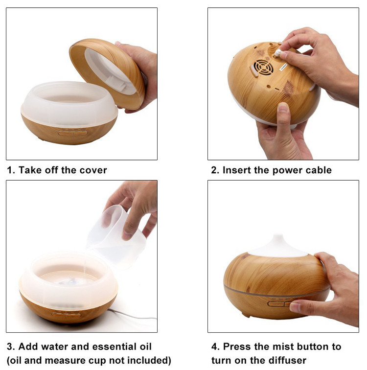Yoga Spa 300ml Wood Grain Ultrasonic Cool Mist Whisper-Quiet Humidifier for home