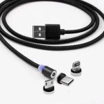 Stable 1M 2M LED Micro Type C Magnetic Cable , Magnetic Usb Charging Cable