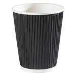 Fashion And High-end Appearance Black 22oz 630ml Paper Ripple Cups For Coffee