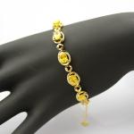 Gold Plated Silver with 5x7mm Oval Citrine Clear Cubic Zircon Tennis Bracelet