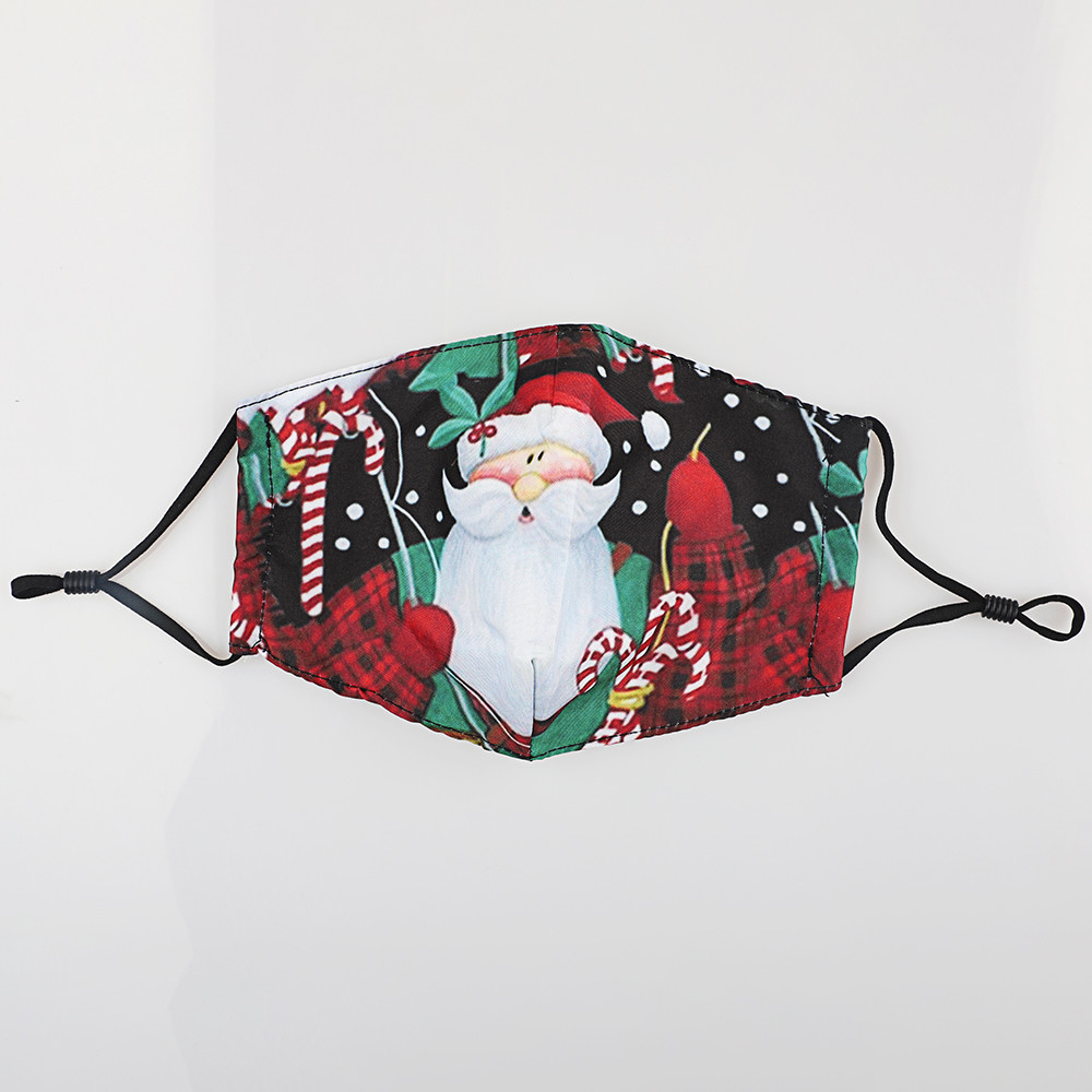 Washable Christmas Cotton Face Mask with Adjustable Loops and Nose