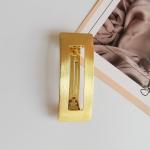 Golden Silver Metal Spring Hair Clips Women Girls Fashion Square Bobby Pin 8x3cm