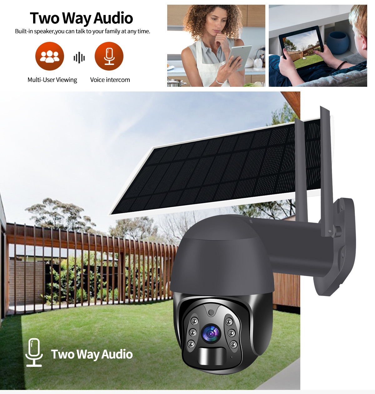 3.5W Solar CMOS SC2335 PTZ Security Camera Alexa Surveillance PTZ IP Camera