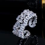 Fashion Copper Gold-Plated zircon Wedding ring women rings rainbow Adjustable