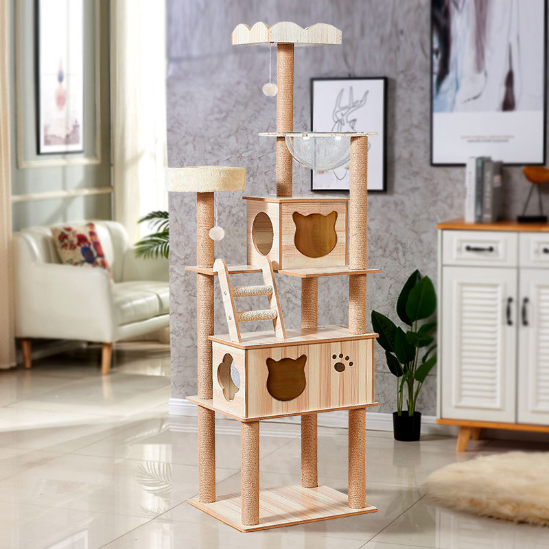 Cat ActivitySeason 4 Seasons Tree Sisal Scratching Posts Wood Activity Cat Playhouse