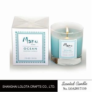 Quality Blue One Wick Natural Scented Candle Thick Bottom For Relieve Nerves wholesale
