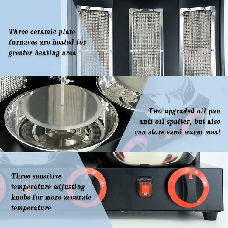Burners Propane Gyro Machine Broiler Kebab Doner Shawarma Automatic Vertical Rotisserie BBQ Grill