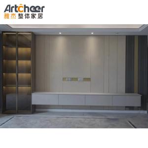 Quality Adjustable TV Wall Cabinet in Modern Scandinavian Style with Glass Door and Wine Rack wholesale