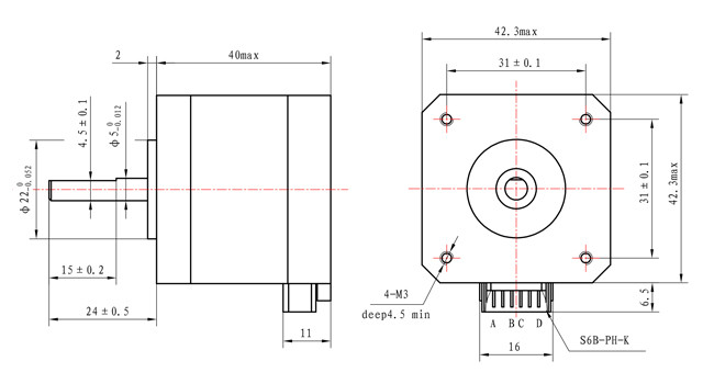 NEMA 17 TWO-PHASE 1.8° 42 STEPPER MOTOR 40MM BODY 0.4A 3D PRINTER