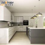 Marble Top Flat Doors Solid Wood Kitchen Cabinet Furniture Set Contemporary