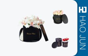 Quality Black Flower Packing Boxes , Small Cardboard Boxes With Handles / Lids wholesale