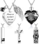 Urn Necklace For Ashes Keepsake Cremation Heart Cross Cubic Jewelry For Ashes