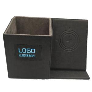 Quality Wireless Charging LED Leather Pen Holder For Desk Multifunctional Nontoxic wholesale