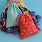 Pink Rope Drawstring Cotton Bag Recycling Multi - Color Choice For Jewelry