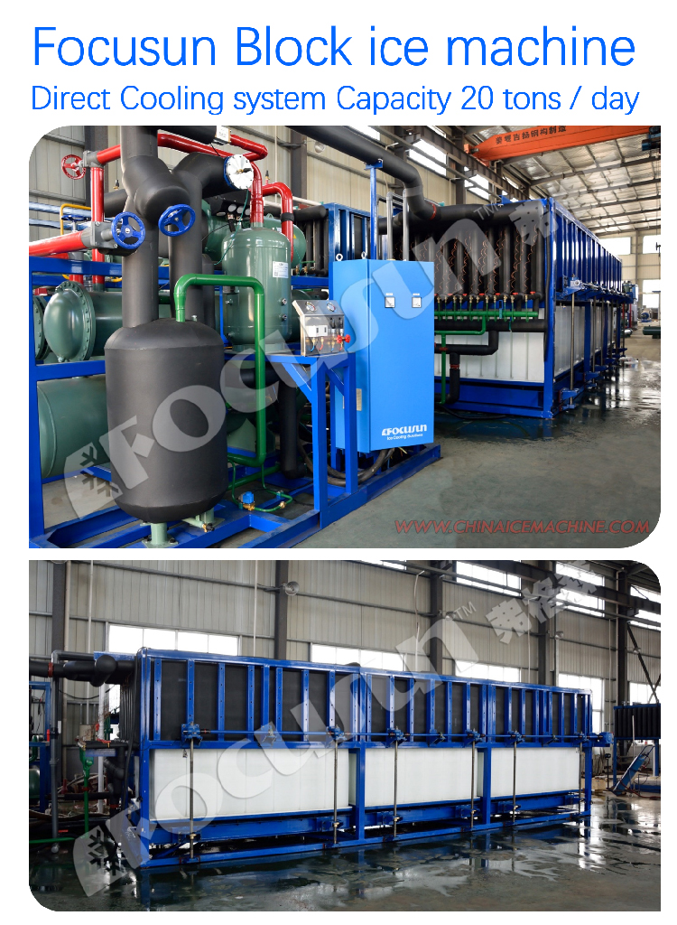 20 Tons Per Day Industrial Direct Cooling System Block Ice Maker for Ice Block Shape