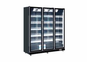 Quality LARGE CAPACITY BLACK BAR Stainless steel GLASS DOOR DISPLAY FREEZER wholesale