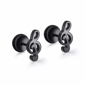 Quality Fashion Music Note Stainless Steel Stud Earrings For Women men Gold /Black/steel Color Punk Female Daily Jewelry Gift wholesale