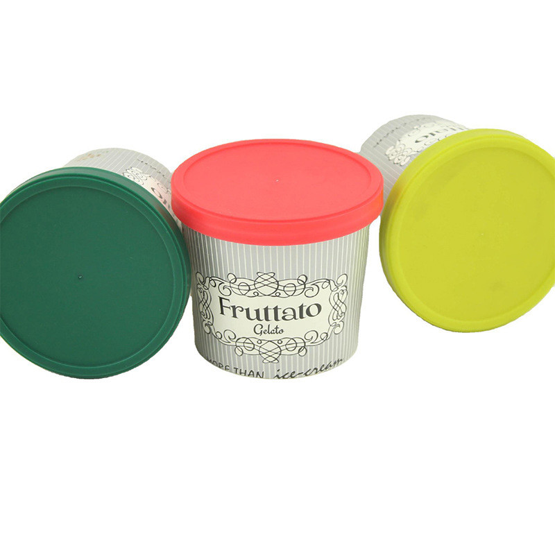 Eco Friendly Ice Cream Paper Cup Bowl Shape Embossing Varnishing