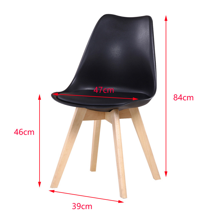 Yellow Upholstered Leather Dining Chairs PP Plastic Modern Dining Chairs With Wood Legs