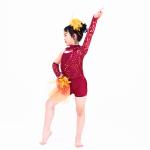 Asymmetrical Jazz Dress Costumes One Sleeve Sequin Lace Dance Leotards Spandex