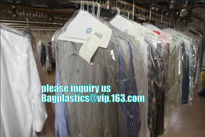 commercial clear pe ldpe poly hotel laundry roll up suit garment packaging dry cleaning cover plastic polythene bag for