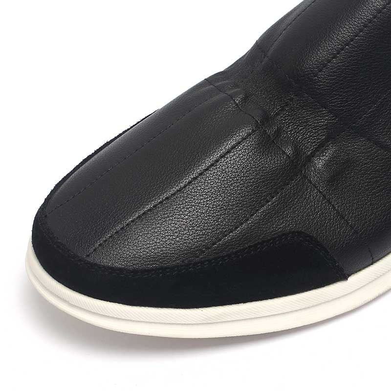 Black Lace Up Anti Odor Breathable Mens Genuine Soft Leather