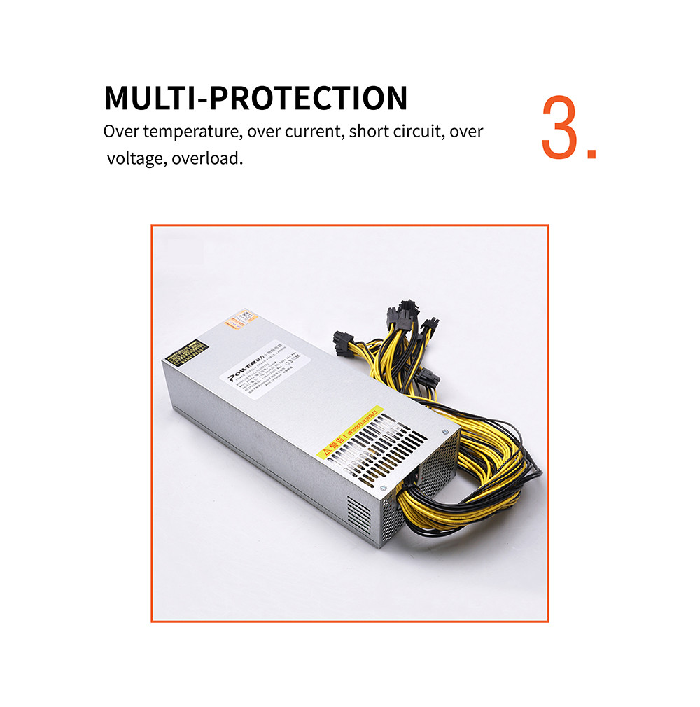 Switching Mining Rig Power Supply 12v 2500W 2400w 2000w 8gpu Psu For S9 L3+