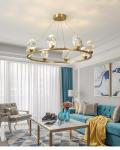 Modern Circle Rectangle Chandelier Lighting Living Dining Room Diamond Crystal