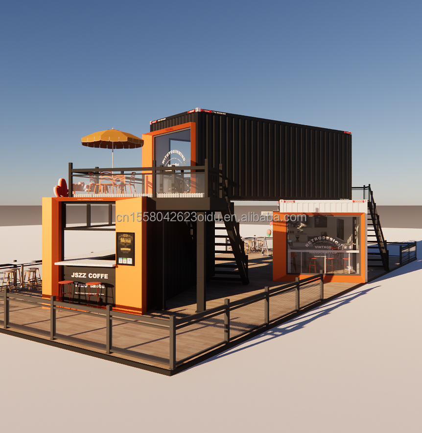 Modified Shipping Container Shop House Container Coffee Shop with Galvanized Steel Square Tubes