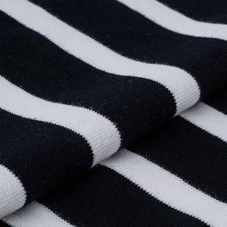 21S Organic Ribbed Cotton Fabric , 1*1 Striped Cotton Interlock Material