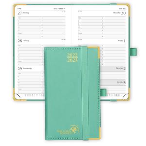 Quality Green Vegan PU Leather Small Academic Planner Monthly Weekly Agenda wholesale