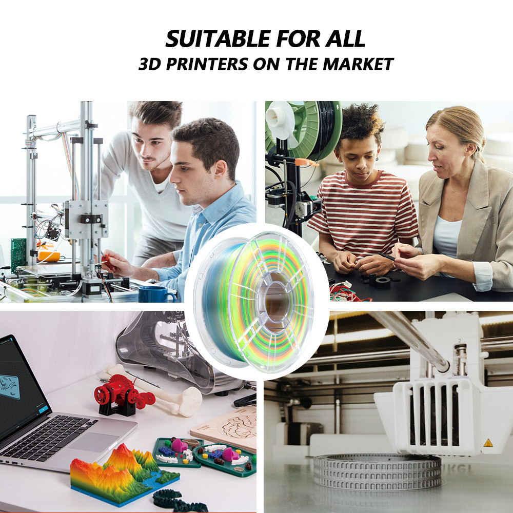 PLA+ Gradient Filament 1.75mm Gradient Tri-color Red Blue Green 1kg 3d Printing Filament