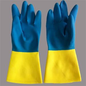 Quality Latex Neoprene Bicolor Industrial Glove Flock Lining Neoprene Chemical Gloves wholesale